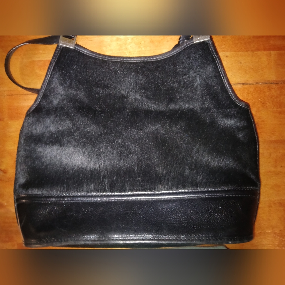 BRIGHTON Calf Hair & Leather LG Shoulder Bag Satchel Handbag....